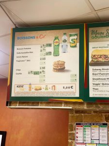 Boisson Prix Subway