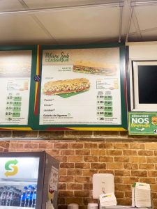 Menu Classique De Subway